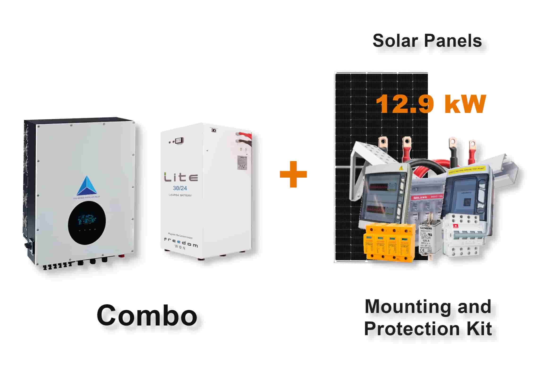 15.0 kW Blue Mountain 3-Phase Hybrid - FREEDOM WON Combo, c/w 30 kWh Lithium Battery 15.0 kW Blue Mountain 3-Phase Hybrid - FREEDOM WON Combo, c/w 30 kWh Lithium Battery