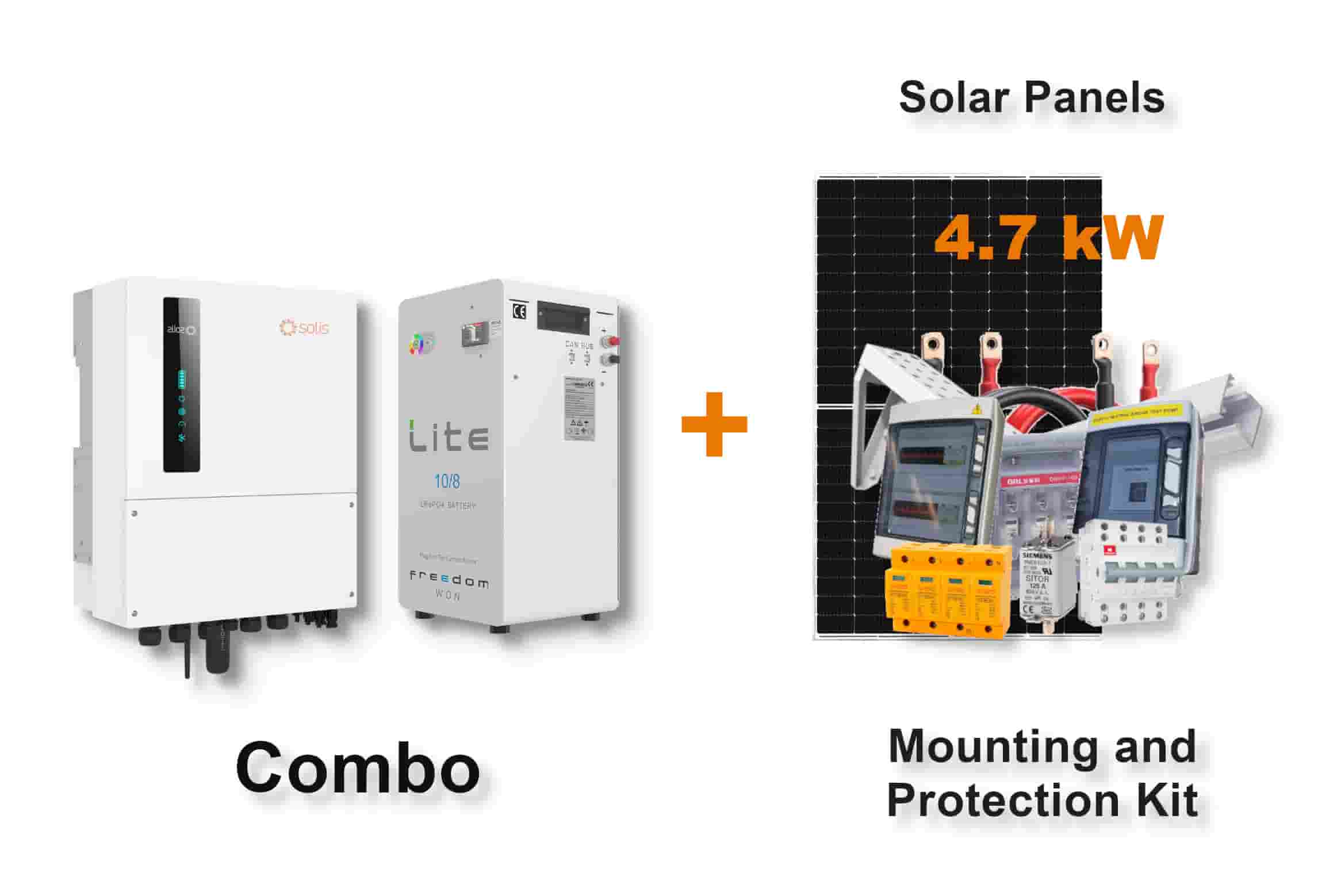 5.0 kW SOLIS S6 Hybrid - FREEDOM WON Combo, c/w 10.0 kWh Lithium Battery 5.0 kW SOLIS S6 Hybrid - FREEDOM WON Combo, c/w 10.0 kWh Lithium Battery