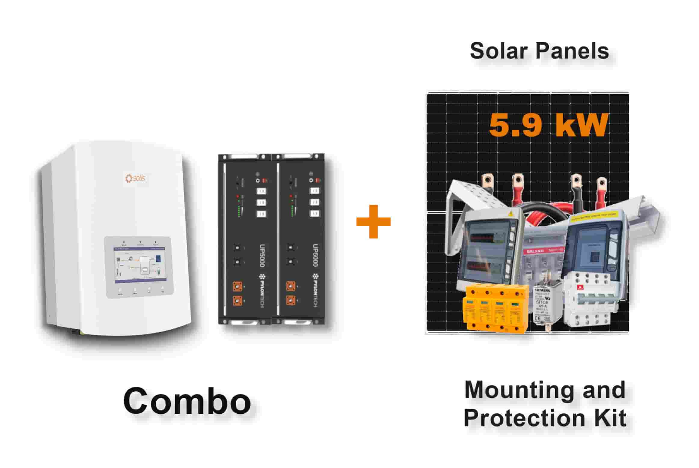 5.0 kW SOLIS S5 Hybrid - PYLONTECH Combo, c/w 2x 4.8 kWh Lithium Batteries 5.0 kW SOLIS S5 Hybrid - PYLONTECH Combo, c/w 2x 4.8 kWh Lithium Batteries