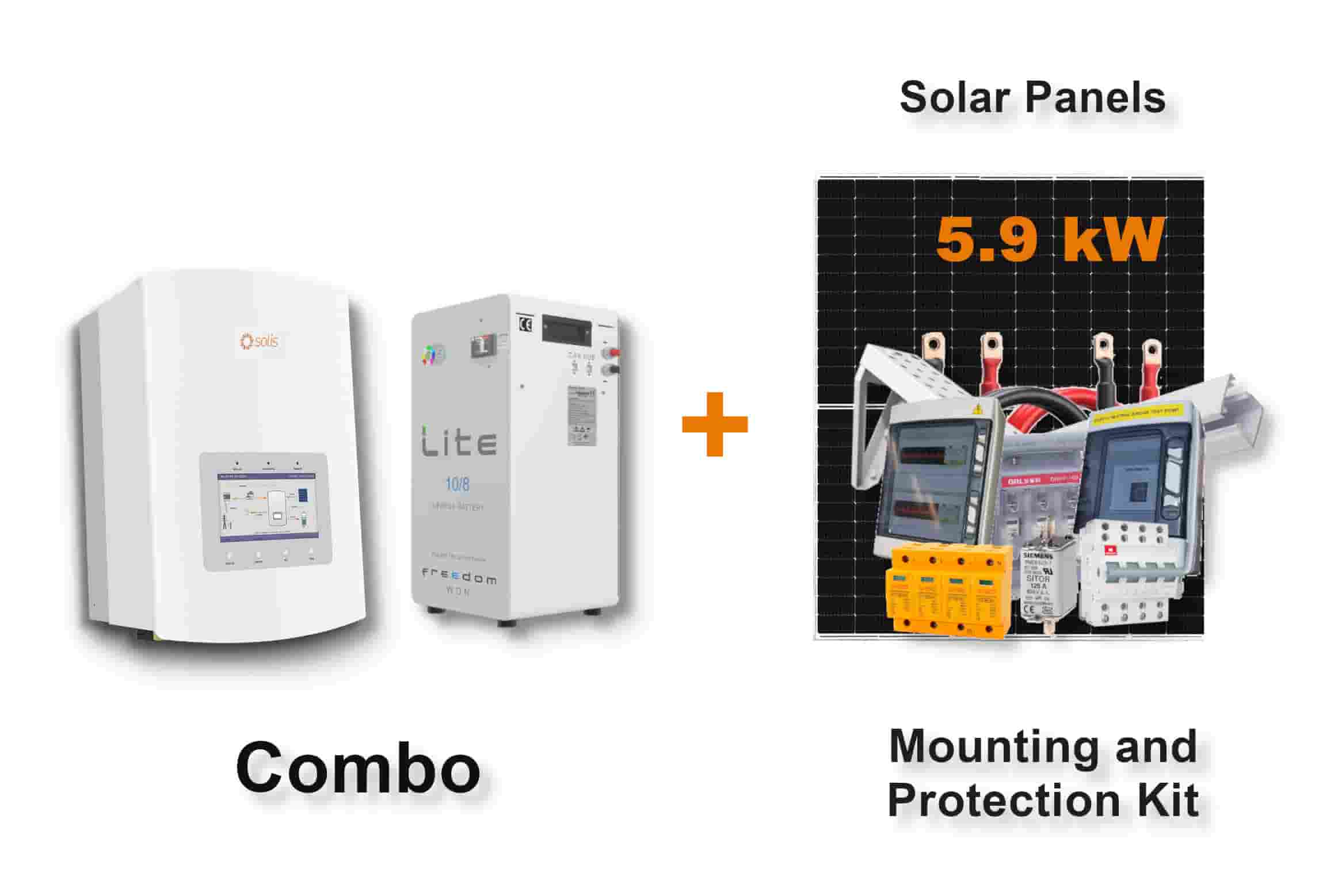 5.0 kW SOLIS S5 Hybrid - FREEDOM WON Combo, c/w 10.0 kWh Lithium Battery 5.0 kW SOLIS S5 Hybrid - FREEDOM WON Combo, c/w 10.0 kWh Lithium Battery