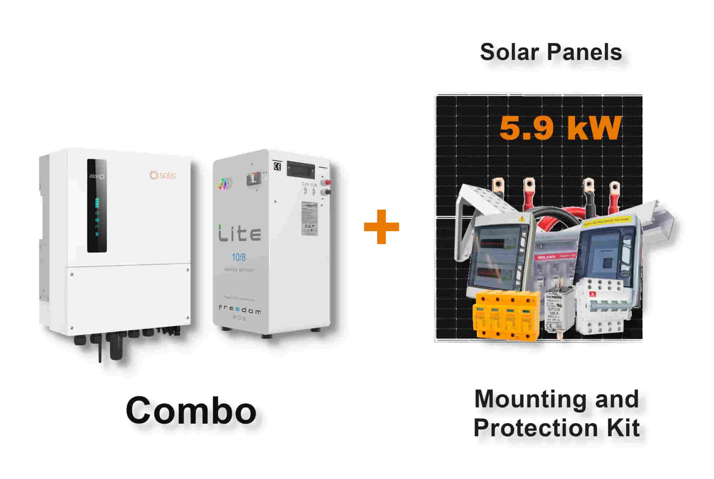 5.0 kW SOLIS S6 Hybrid - FREEDOM WON Combo, c/w 10.0 kWh Lithium Battery 5.0 kW SOLIS S6 Hybrid - FREEDOM WON Combo, c/w 10.0 kWh Lithium Battery