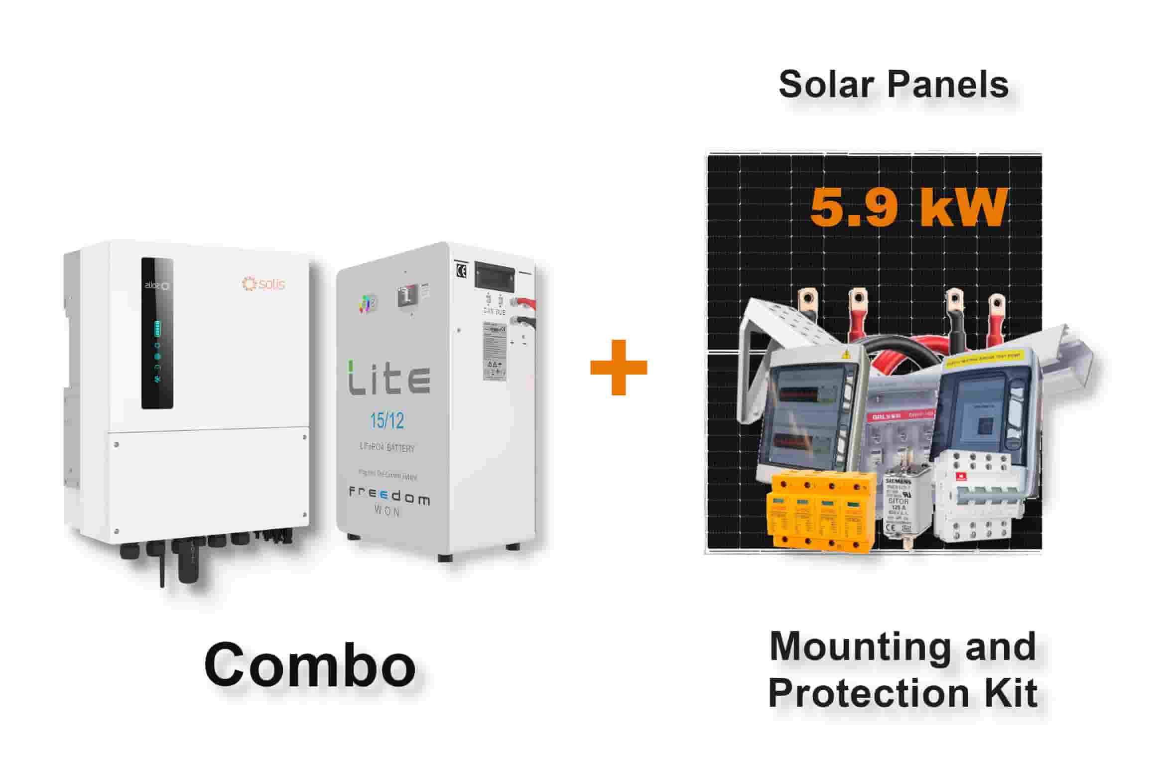 5.0 kW SOLIS S6 Hybrid - FREEDOM WON Combo, c/w 15.0 kWh Lithium Battery 5.0 kW SOLIS S6 Hybrid - FREEDOM WON Combo, c/w 15.0 kWh Lithium Battery