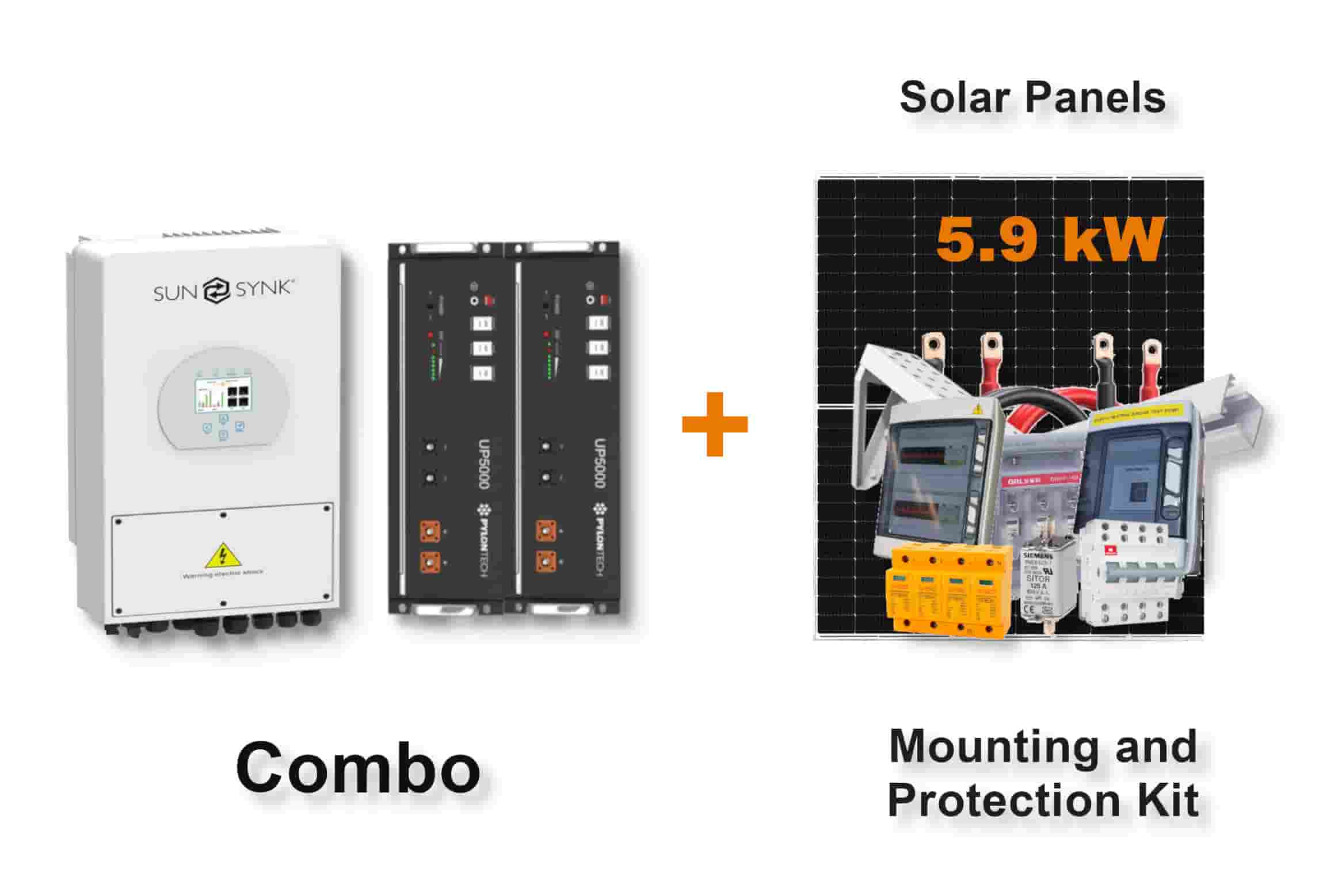 5.0 kW SUNSYNK Hybrid - PYLONTECH Combo, c/w 2x 4.8 kWh Lithium Batteries 5.0 kW SUNSYNK Hybrid - PYLONTECH Combo, c/w 2x 4.8 kWh Lithium Batteries
