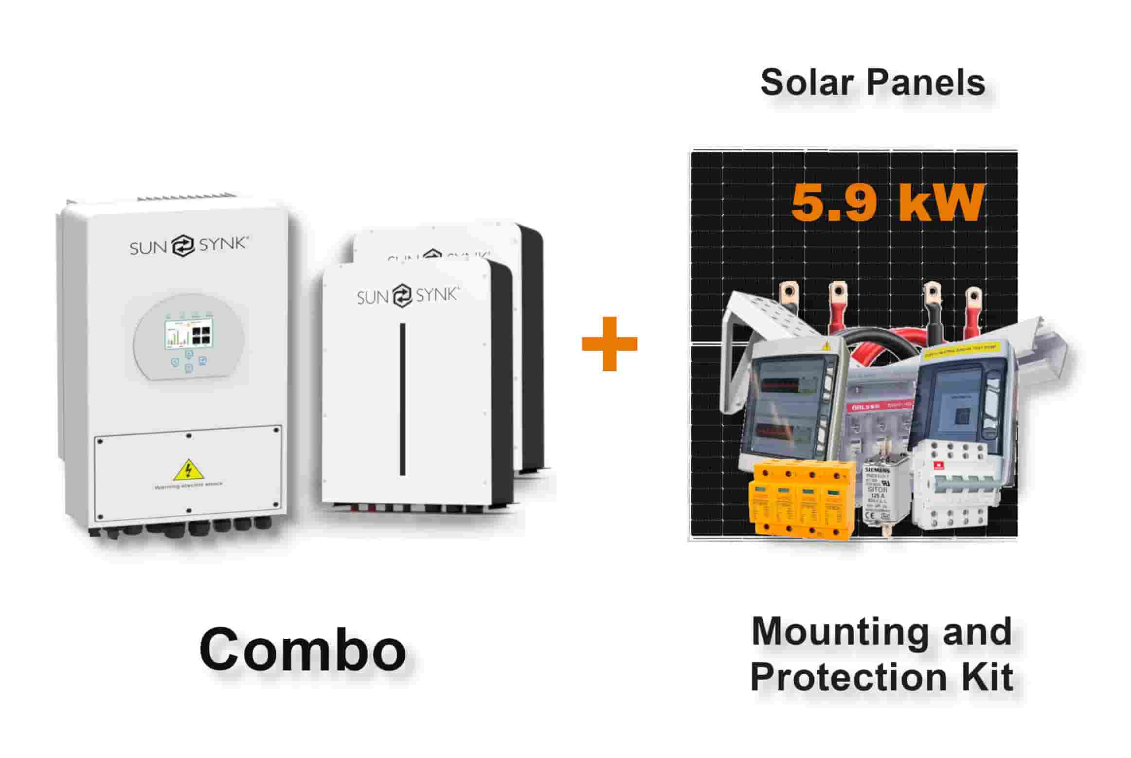 5.0 kW SUNSYNK Hybrid Combo, c/w 2x 5.12 kWh Lithium Batteries 5.0 kW SUNSYNK Hybrid Combo, c/w 2x 5.12 kWh Lithium Batteries