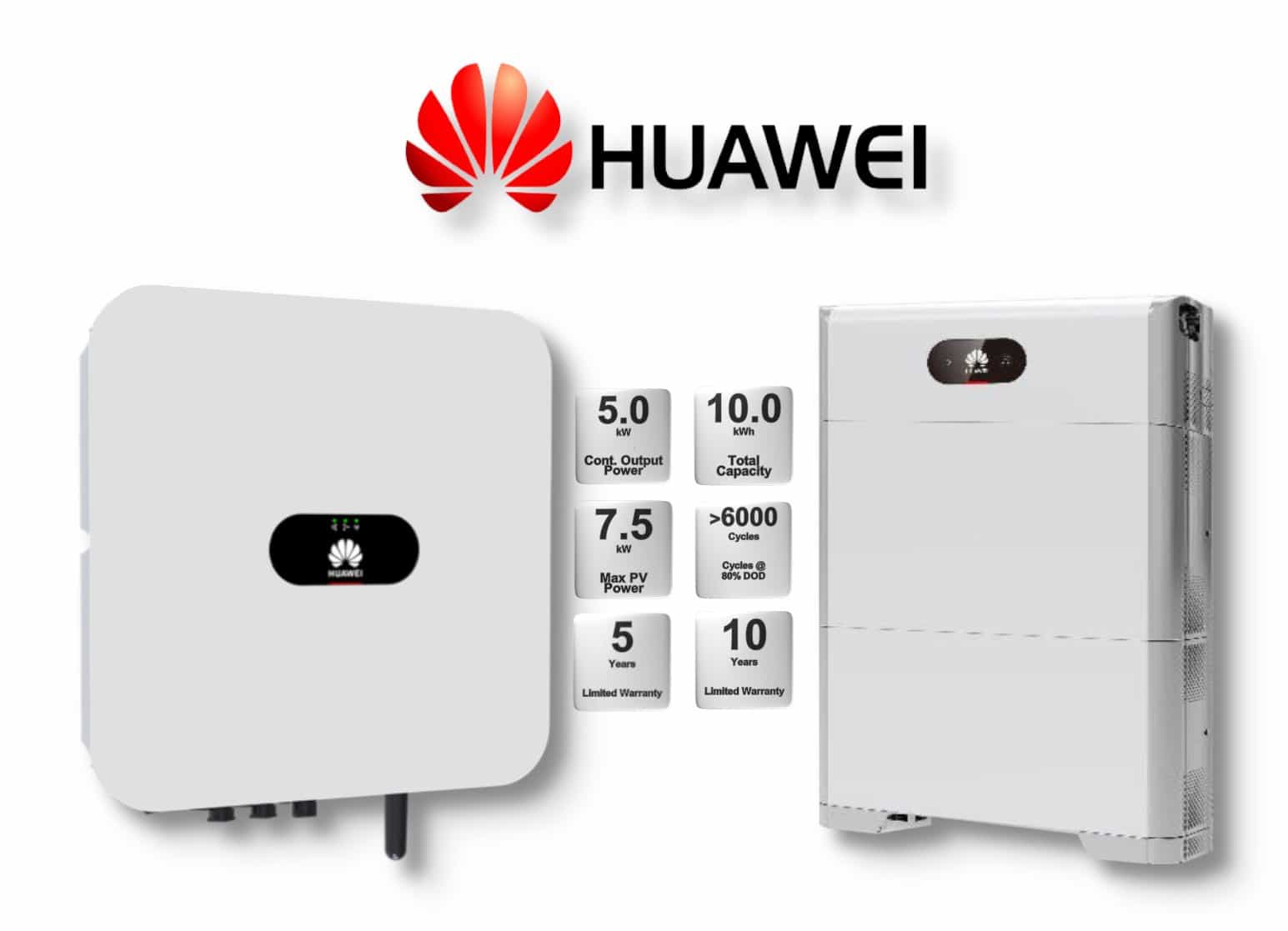 5.0 kW HUAWEI Fusion Solar Combo, c/w 10 kWh Floor Standing Lithium Battery