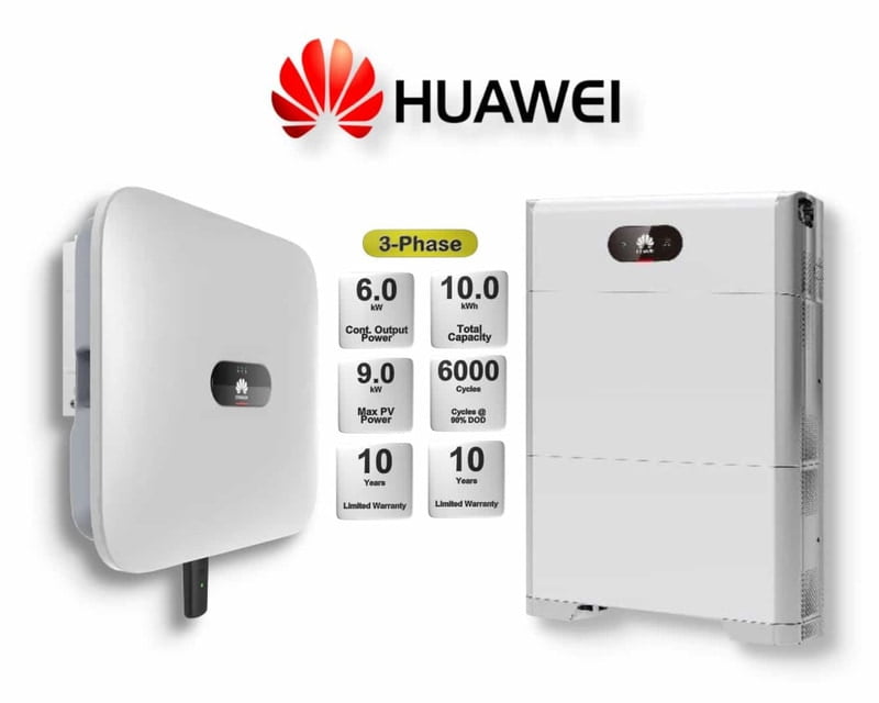 6.0 kW HUAWEI Fusion Solar 3-Phase Combo, c/w 10 kWh Floor Standing Lithium Battery 6.0 kW HUAWEI Fusion Solar 3-Phase Combo, c/w 10 kWh Floor Standing Lithium Battery