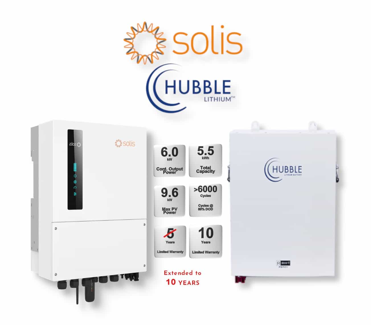 6.0 kW SOLIS S6 Hybrid - HUBBLE Combo, c/w 5.5 kWh Lithium Battery