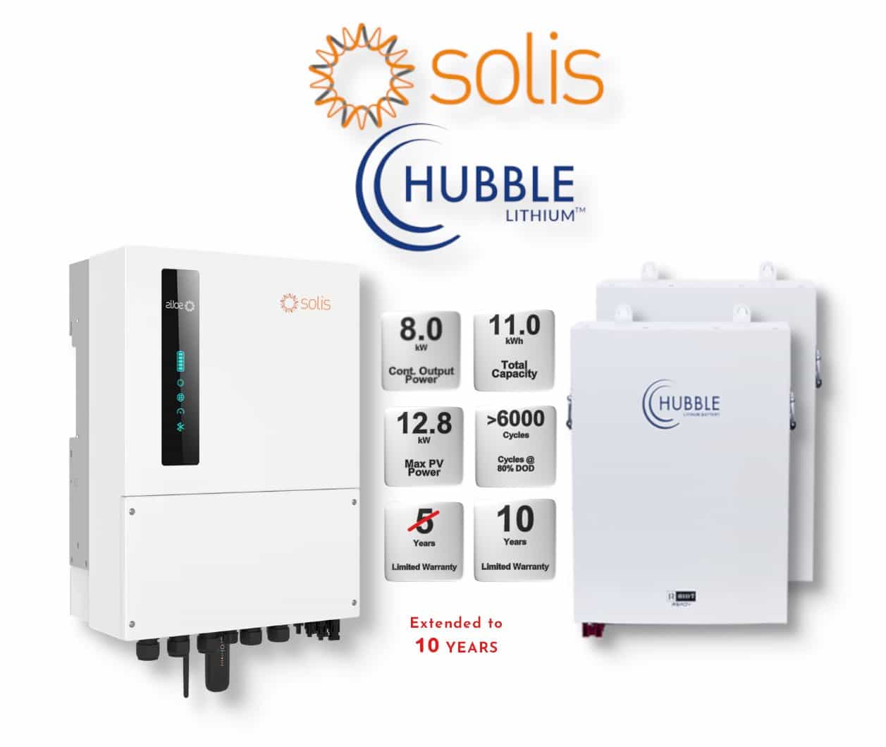 8.0 kW SOLIS S6 Hybrid Combo, c/w 2x 5.5 kWh HUBBLE Lithium Batteries