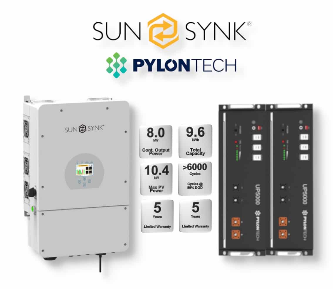 8.0 kW SUNSYNK Hybrid - PYLONTECH Combo, c/w 2x 4.8 kWh Lithium Batteries 8.0 kW SUNSYNK Hybrid - PYLONTECH Combo, c/w 2x 4.8 kWh Lithium Batteries
