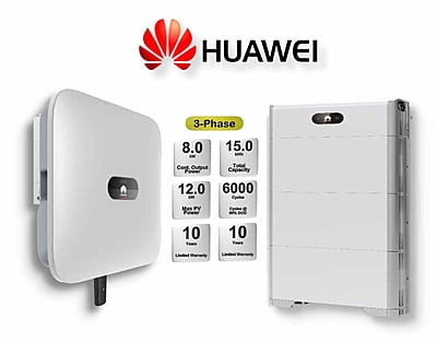 8.0 kW HUAWEI Fusion Solar 3-Phase Combo, c/w 15 kWh Floor Standing Lithium Battery