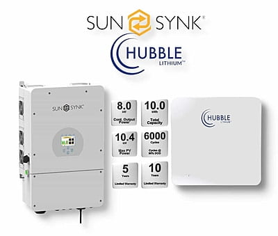 8.0 kW SUNSYNK Hybrid - HUBBLE Combo, c/w 10.0 kWh Lithium Battery