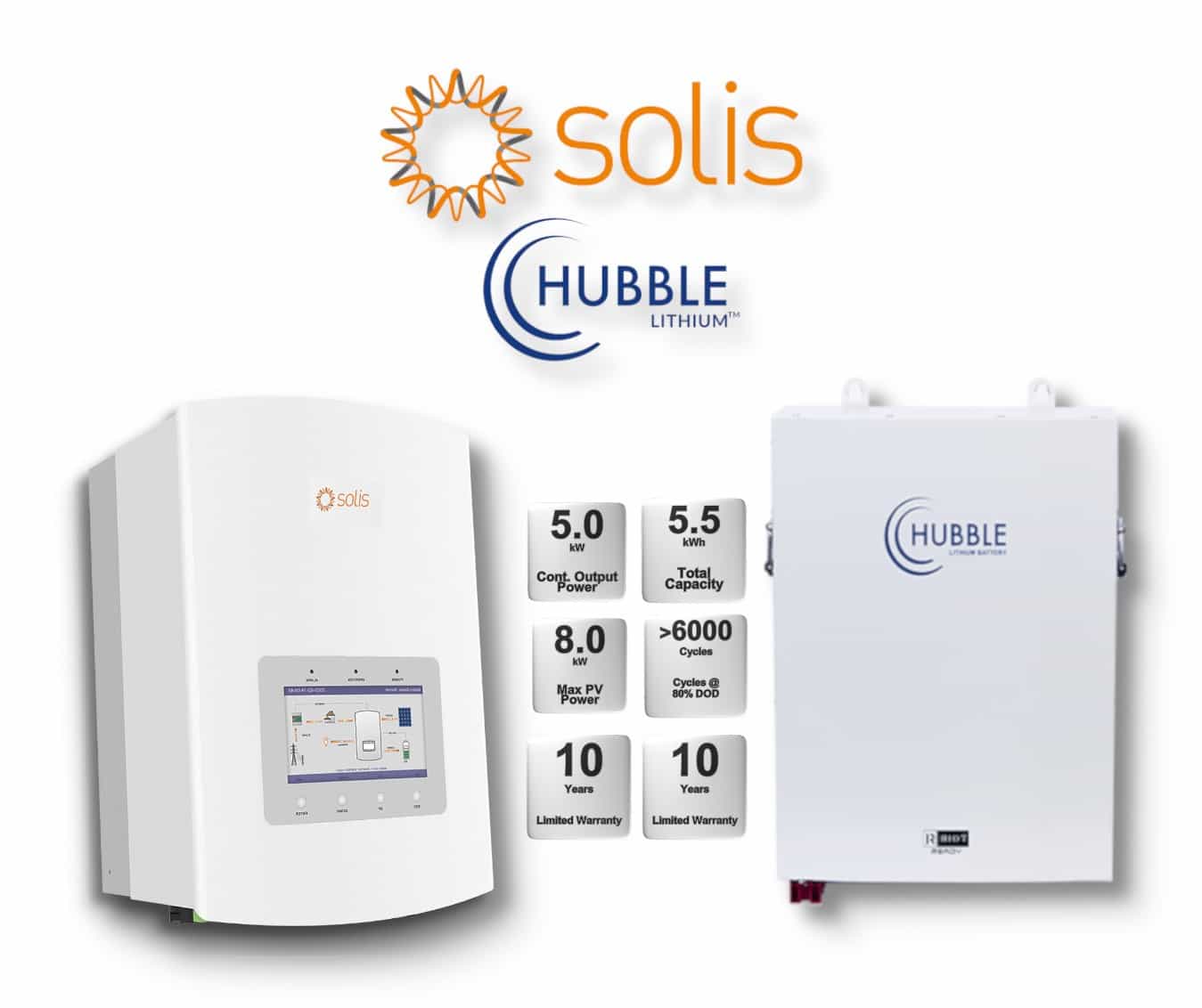 5.0 kW SOLIS S5 Hybrid - HUBBLE Lithium Combo, c/w 5.5 kWh Lithium Battery