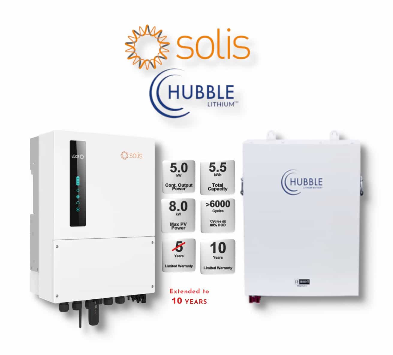 5.0 kW SOLIS S6 Hybrid - HUBBLE Combo, c/w 5.5 kWh Lithium Battery