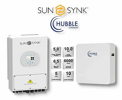 5.0 kW SUNSYNK Hybrid - HUBBLE Combo, c/w 10.0 kWh Lithium Battery