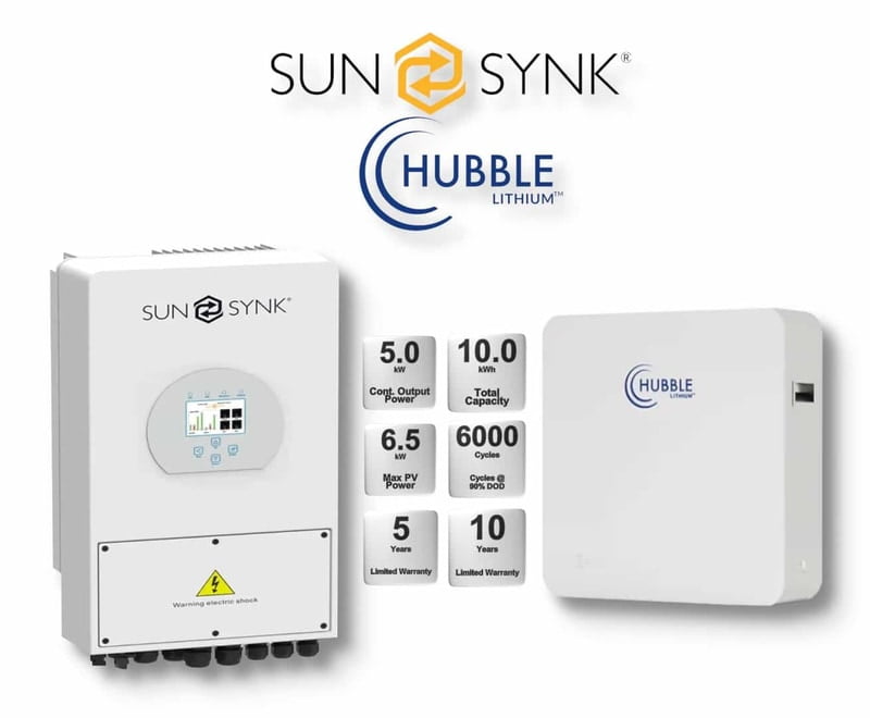 5.0 kW SUNSYNK Hybrid - HUBBLE Combo, c/w 10.0 kWh Lithium Battery 5.0 kW SUNSYNK Hybrid - HUBBLE Combo, c/w 10.0 kWh Lithium Battery