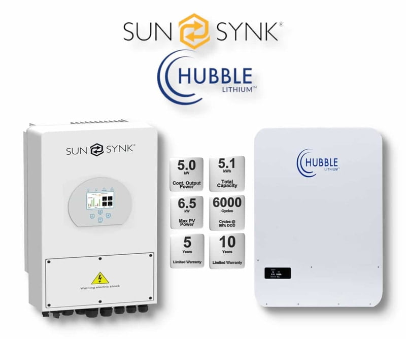 5.0 kW SUNSYNK Hybrid - HUBBLE Combo, c/w 5.12 kWh Lithium Battery 5.0 kW SUNSYNK Hybrid - HUBBLE Combo, c/w 5.12 kWh Lithium Battery